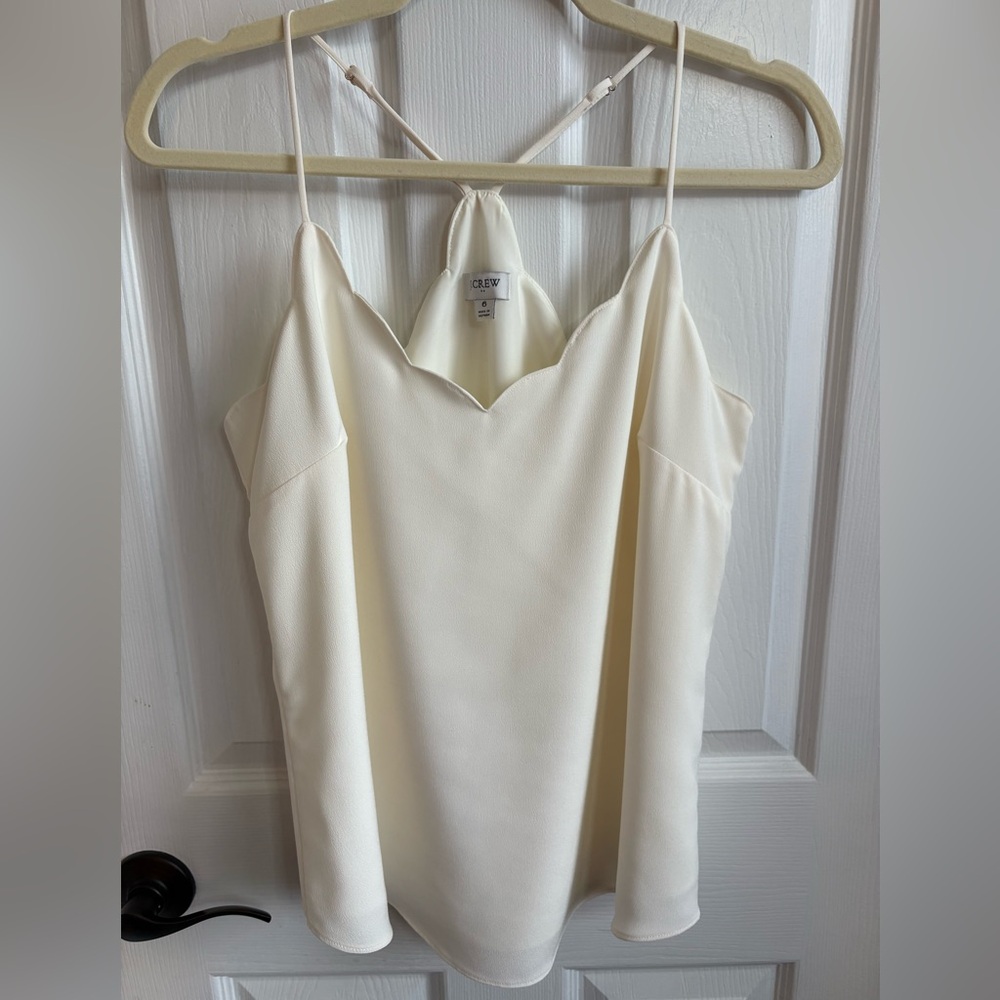 J. Crew Ivory Scalloped Cami Top, Size 6
